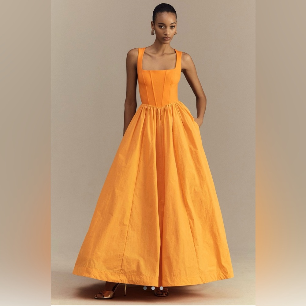 NWT ANTHROPOLOGIE/BHLDN Josie Scoop-Neck Corset Fit & Flare Maxi Dress 🍊🍊🍊🍊🍊🍊🍊🍊